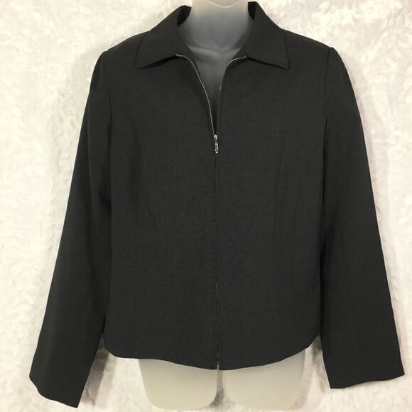 New York & company NWT NEW blazer jacket coat grey gray sz 10 zip front collar - Picture 3 of 14